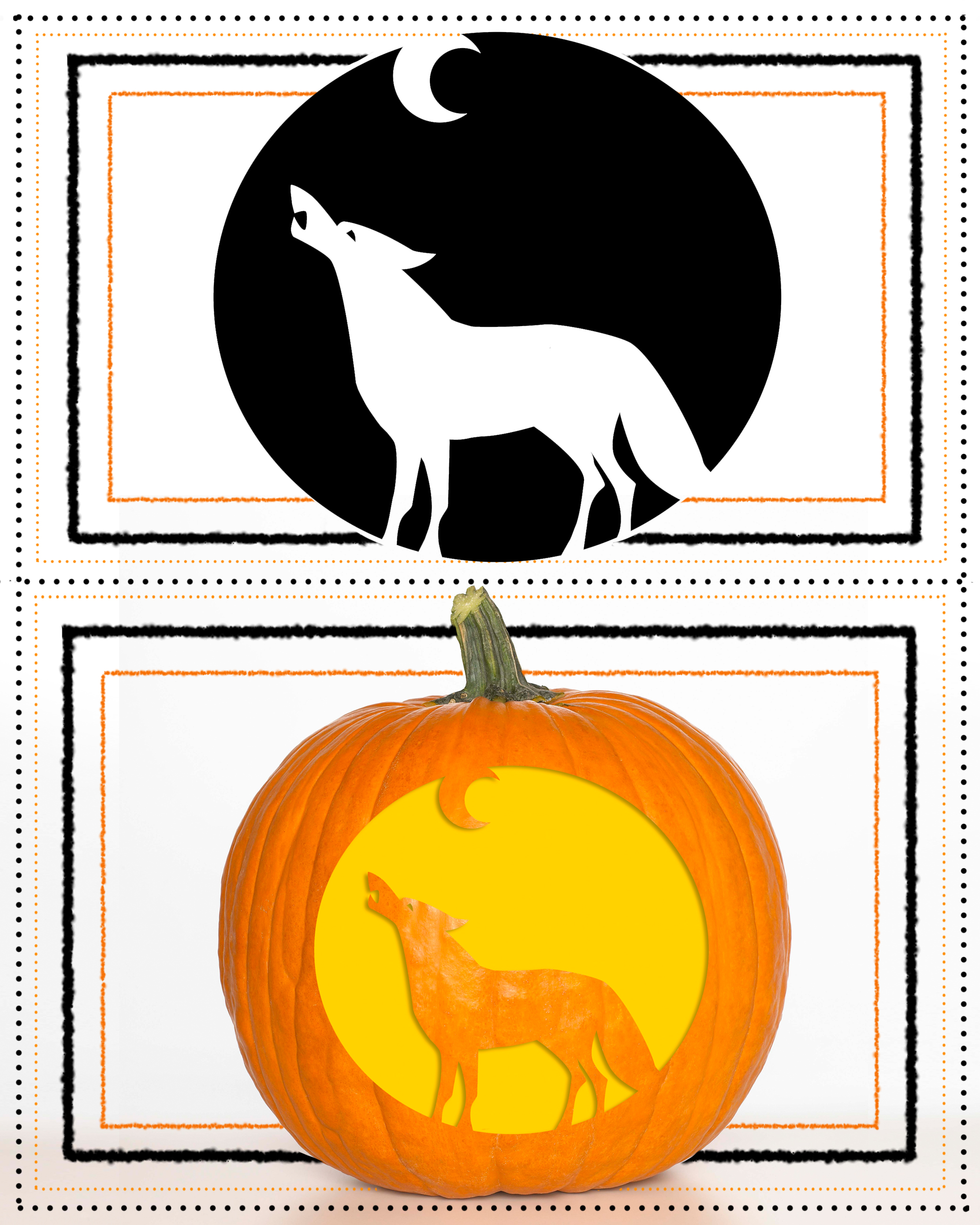 Easy Printable Wolf Pumpkin Stencil Customize and Print