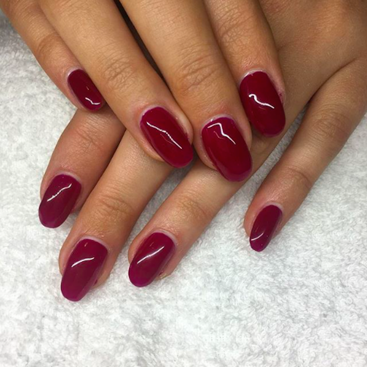 Dark Red Acrylic Nails Coffin Short - Nail and Manicure Trends