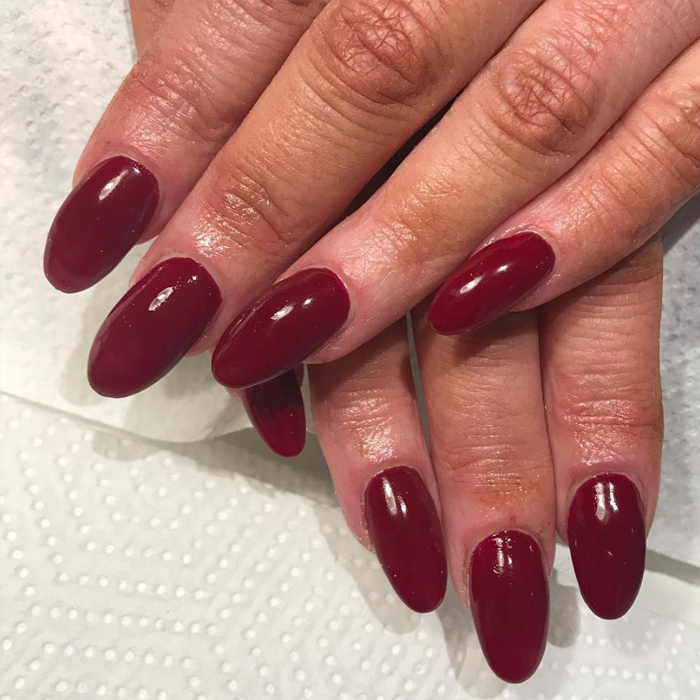 Dark Red Acrylic Nails in Beautiful Manicure Photos