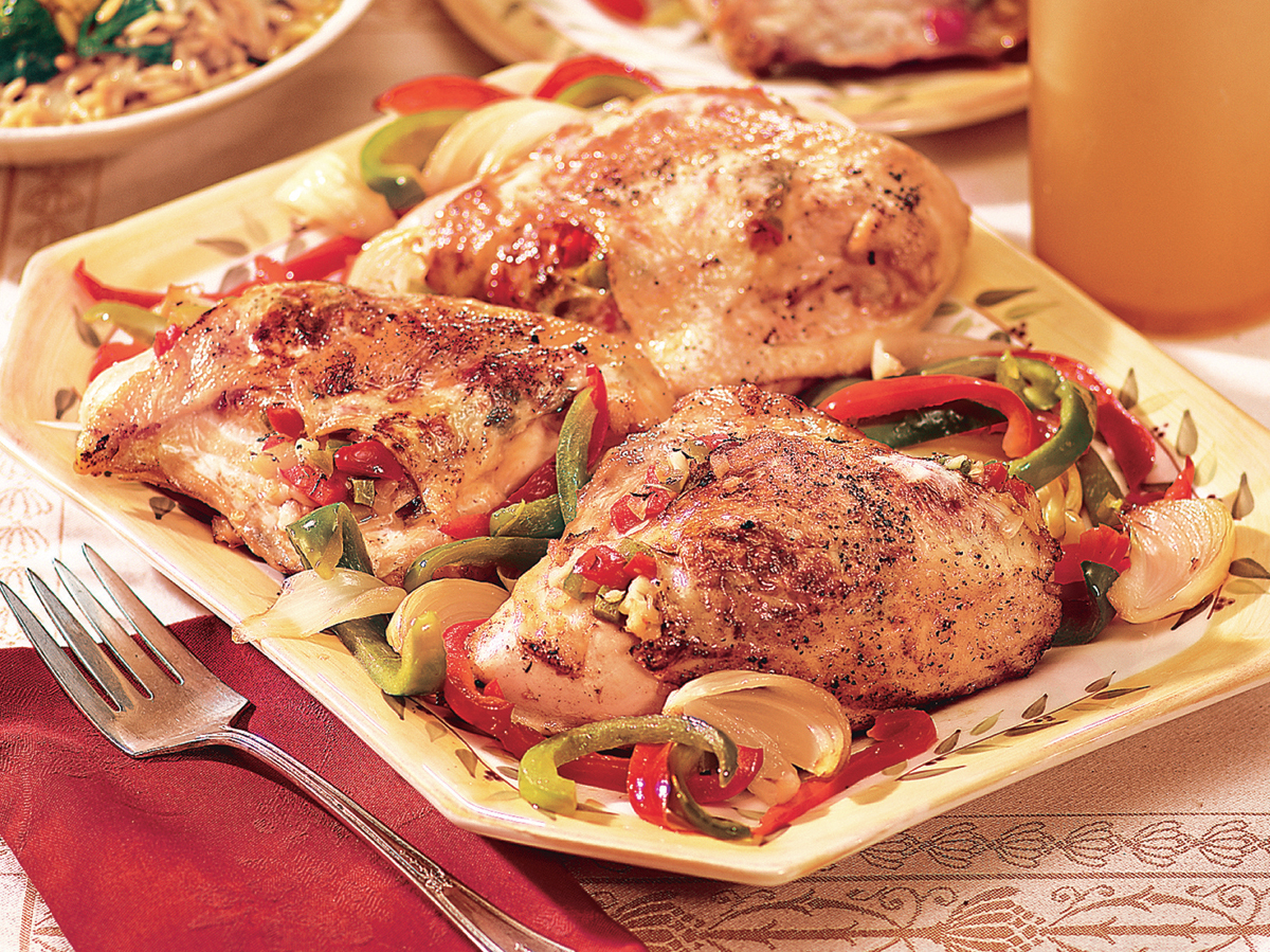 Baked Chicken With Peppers And Onions