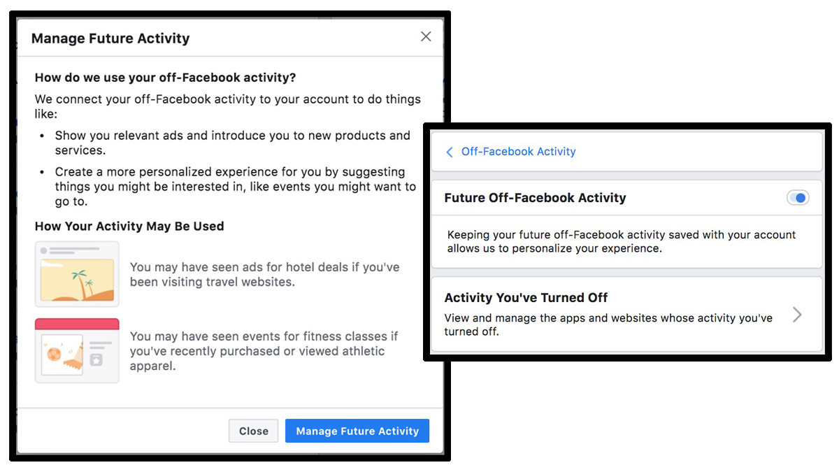 does facebook track off facebook activity