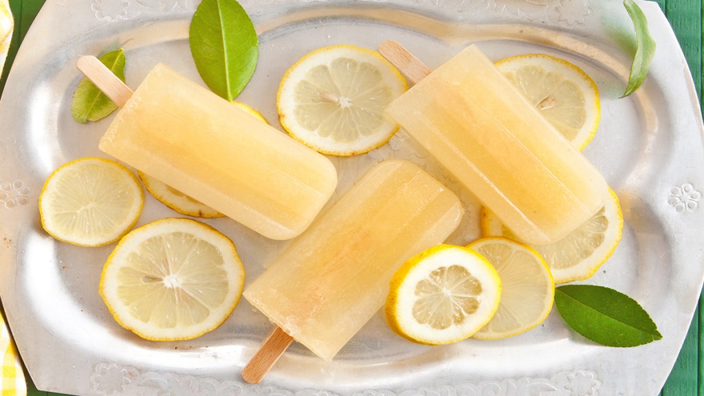 Healthy popsicles on a silver platter