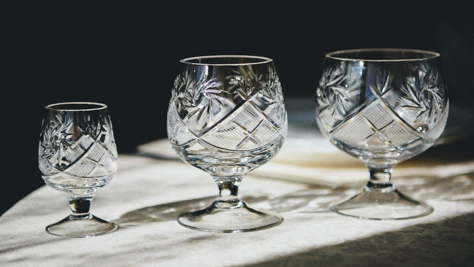 6 Antique American Brilliant Cut Crystal Wine Glasses