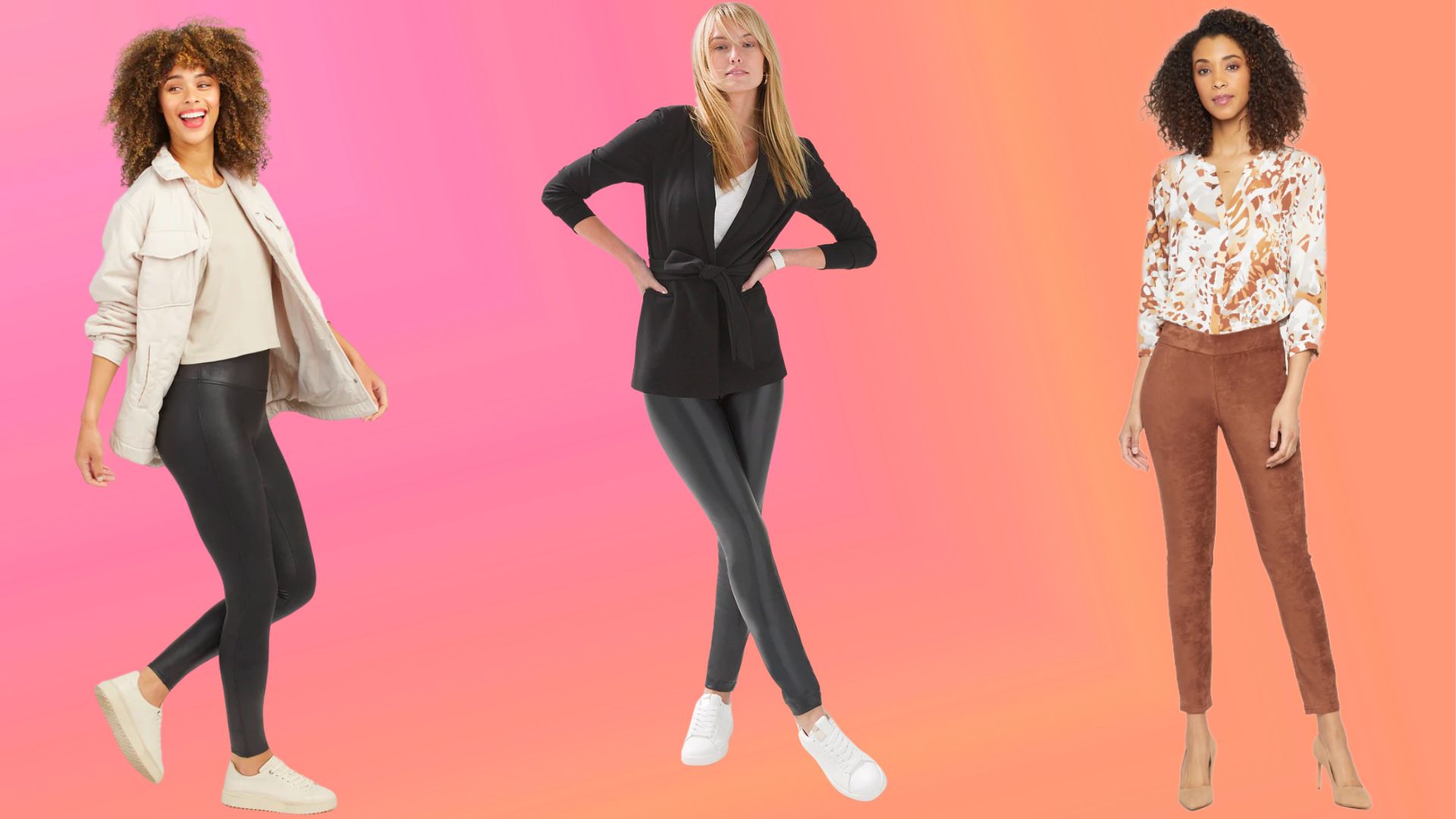 Sociala Women's Fall Faux Leather Glossy Leggings High Rise Yoga Pants 