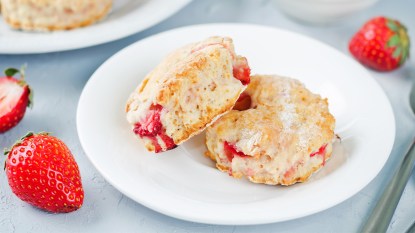 Strawberries biscuits as part of a guide on making a copycat version of the Popeyes menu item