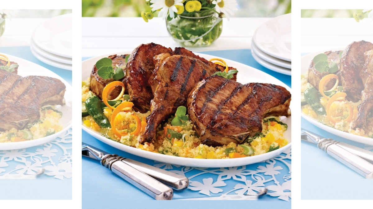 Citrus Pork Chops with Couscous recipe