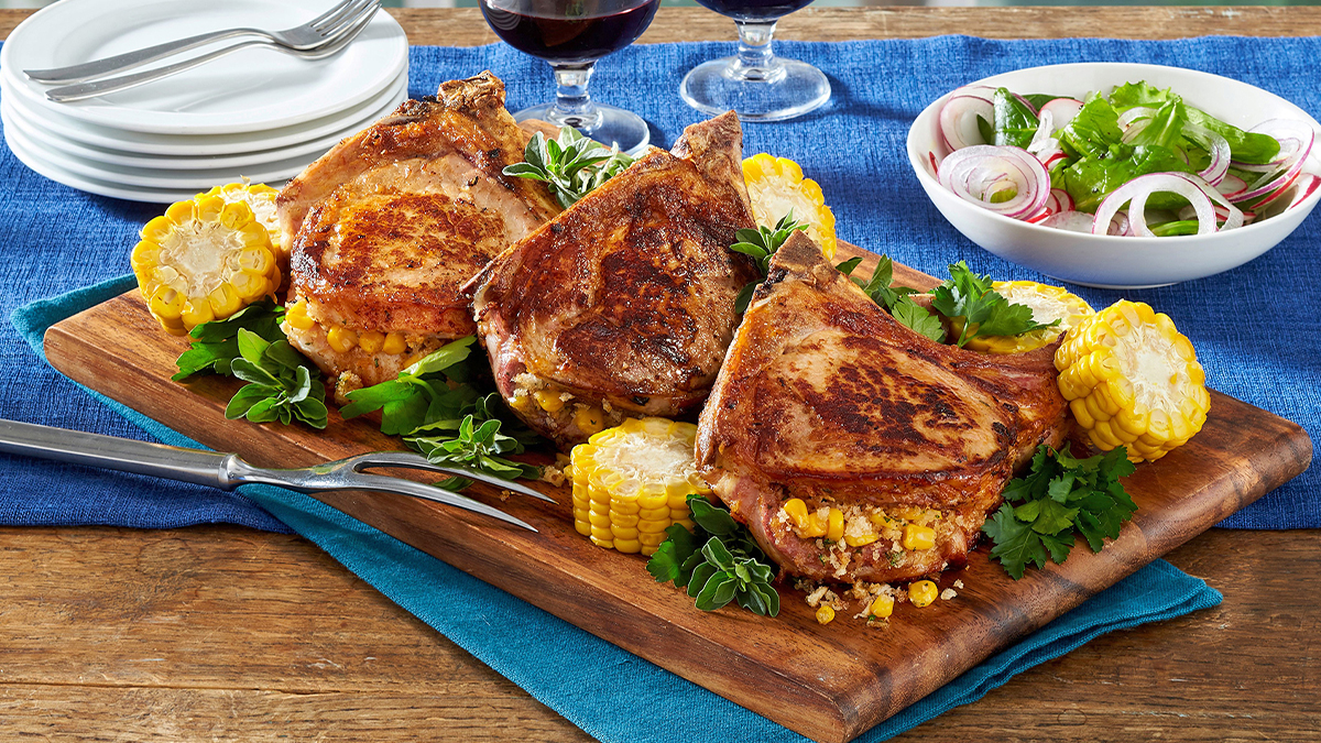 Corn-Stuffed Pork Chops