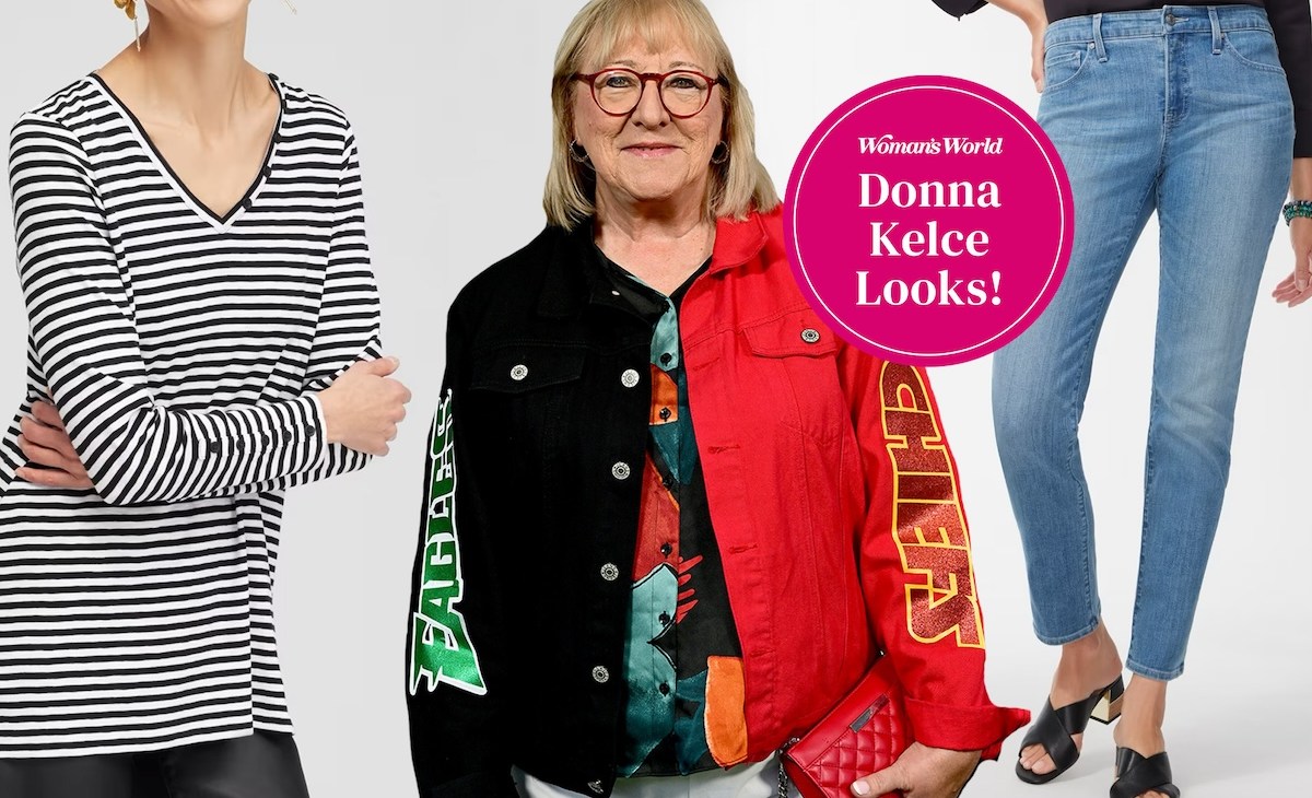 Images of women's clothing from Chico's with a picture of Donna 'Mama' Kelce, who frequents the retailer.