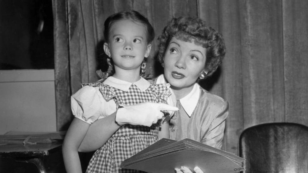 The actress and Claudette Colbert in 1946