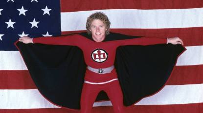man in superhero costume; the greatest american hero