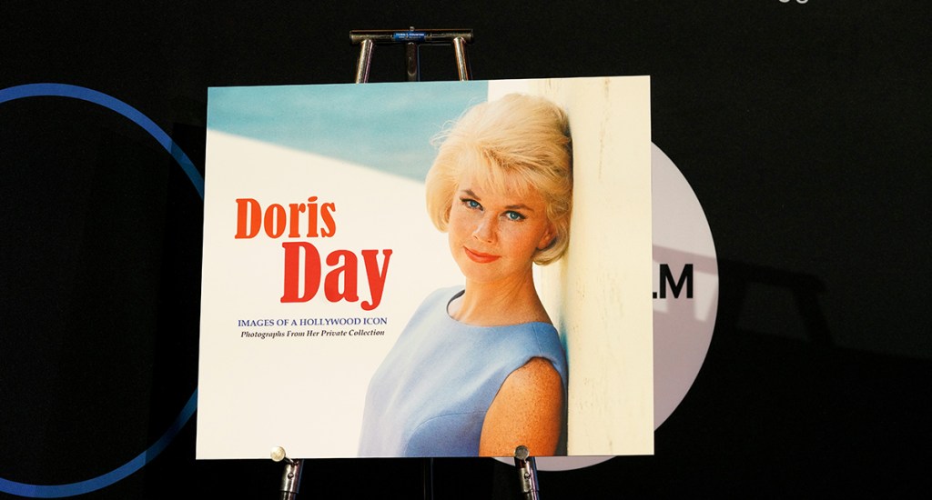 Jacket art for 'Doris Day: Images of a Hollywood Icon' is displayed at the Doris Day book signing during the 2022 TCM Classic Film Festival at The Hollywood Roosevelt