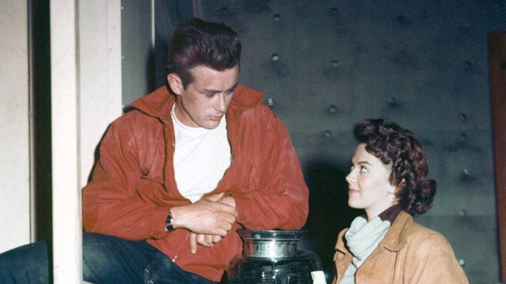 James Dean and Nathalie Wood on the set of 'Rebel Without a Cause' (1955)