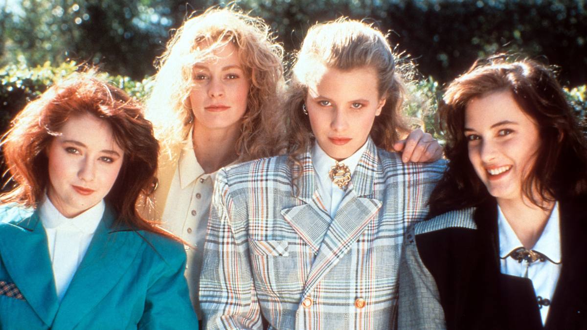 Left to right: Shannen Doherty, Lisanne Falk, Kim Walker and Winona Ryder in Heathers (1989)