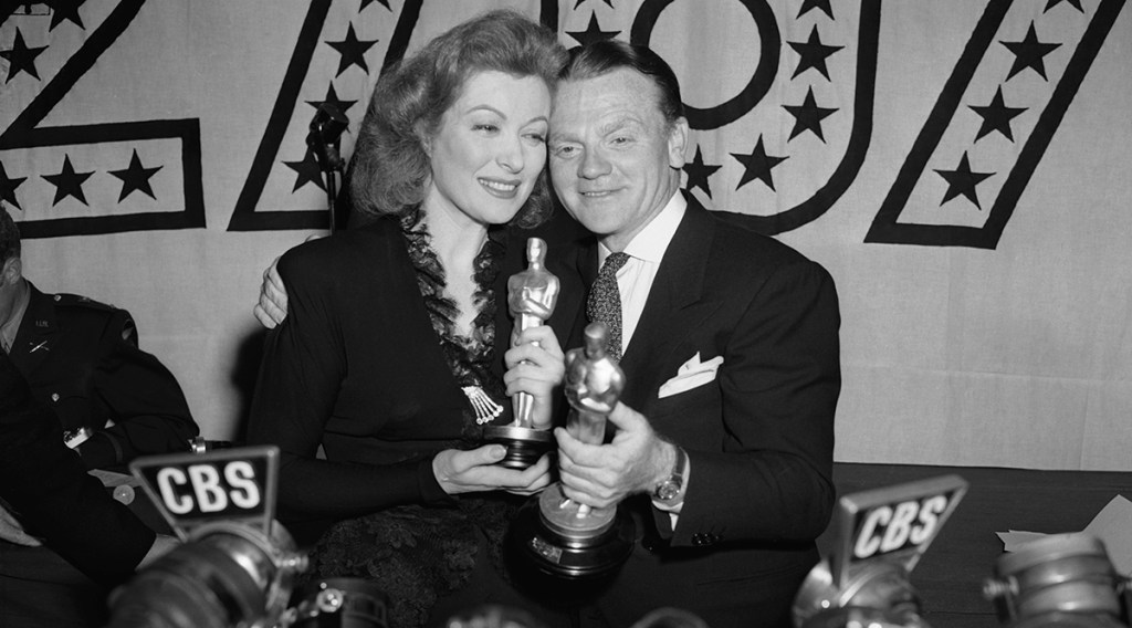 Actress Greer Garson won the Academy Award for Best Actress for her role in Mrs. Miniver, and actor James Cagney won the Academy Award for Best Actor for his role in Yankee Doodle Dandy,  1943