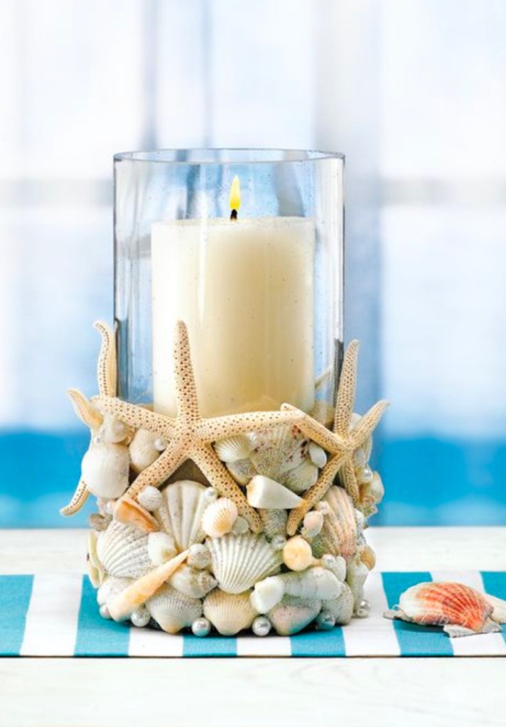 Seashell crafts: Seashell candle holder
