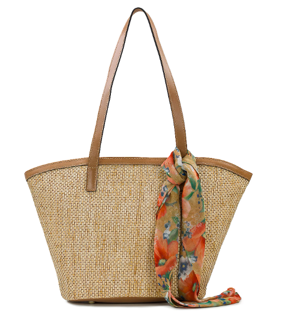 Patricia Nash Marconia Woven Leather Tote Bag with Scarf