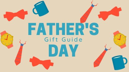 Graphics of ties, mugs, and bowties and text that reads 'Father's Day Gift Guide.'