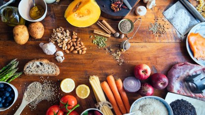 table with assortment of fresh foods