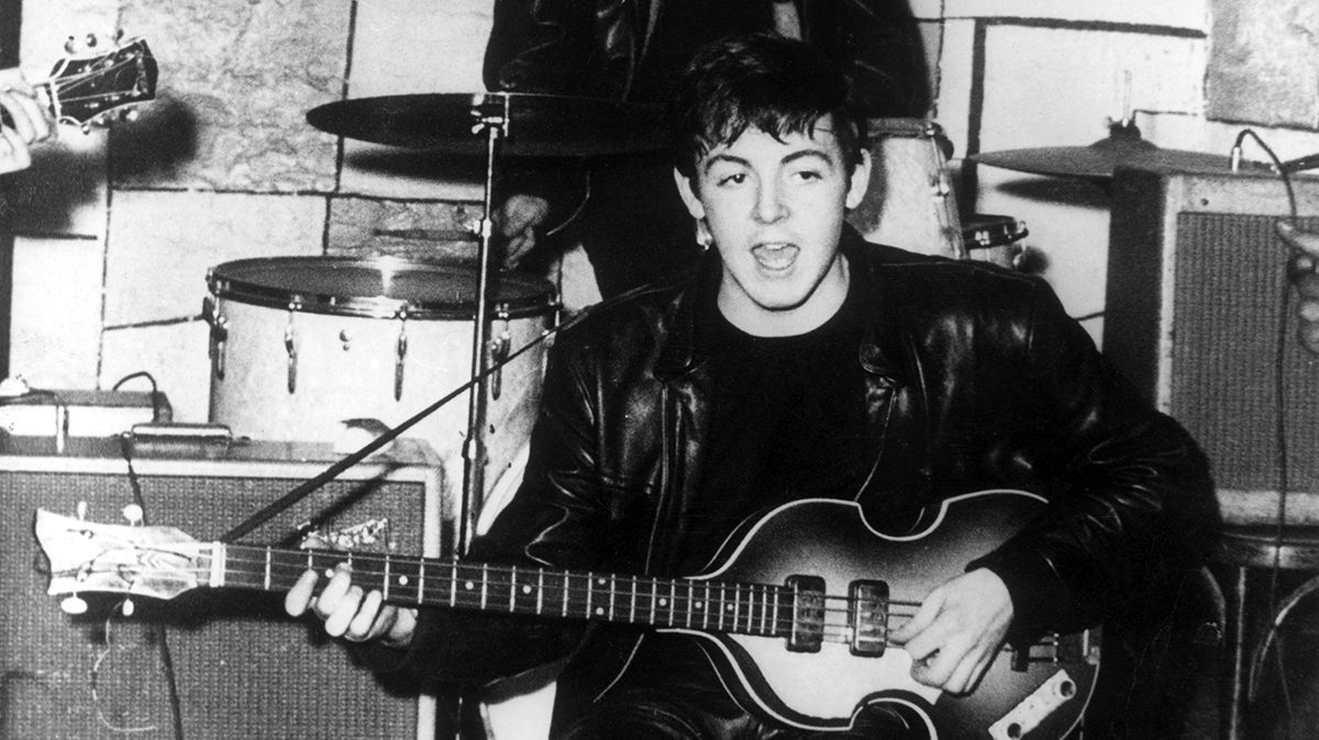 circa 1960: Paul McCartney on stage at the Cavern nightclub in Liverpool during the early days of British beat group The Beatles