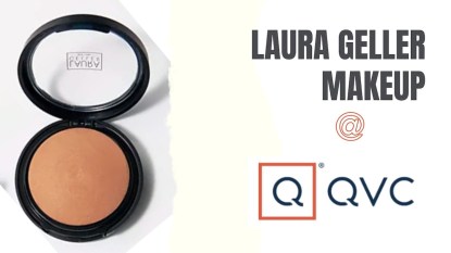 An image of Laura Geller's Baked Foundation next to text that reads 'Laura Geller Makeup @ QVC'