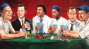 An illustration of different actors who have played The Odd Couple, L-R: Jack Klugman, Tony Randall, Ron Glass, Demond Wilson, Jack Lemmon and Walter Matthau.