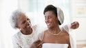 Grandmother and grandaughter on wedding day