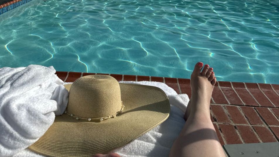 sitting by the pool