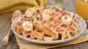 A plate of banana waffles that were made using 3 ingredients