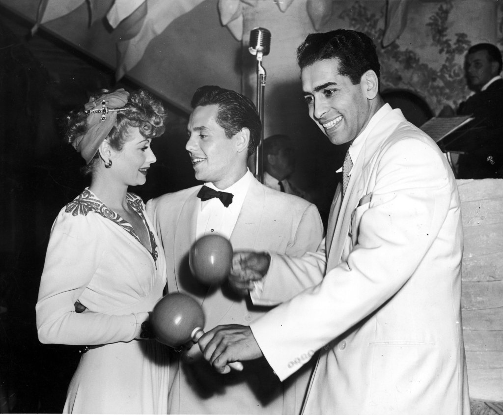 Lucille with Desi, now her husband, in 1941, along with Darryl Harpa, the bandleader of the Copacabana nightclub in New York City.