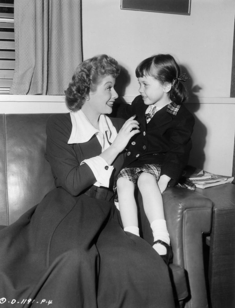 Lucille Ball faces her young niece on the set of director Lloyd Bacon's film 'Miss Grant Takes Richmond.'