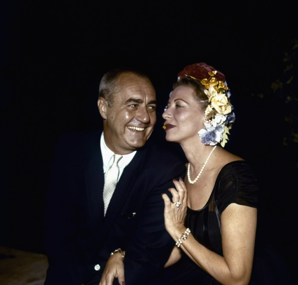 CIRCA 1955: Actor Jim Backus poses with his wife Henny in Los Angeles, California.