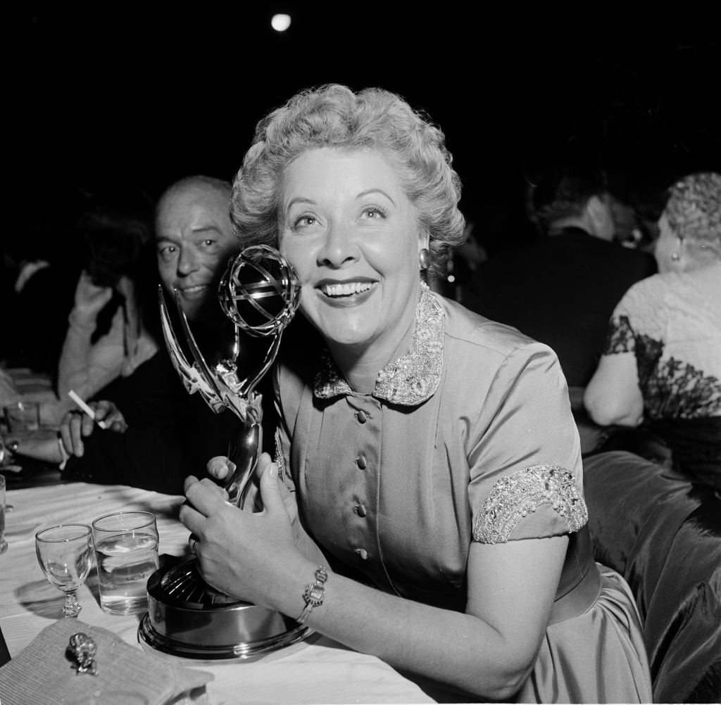 Actress Vivian Vance poses with her award during the Emmy Awards in Los Angeles,CA. 