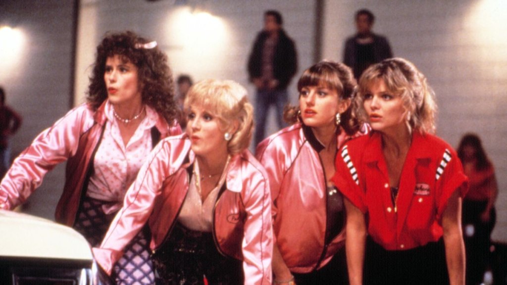 Maureen Teefy, Lorna Luft, Alison Price and Michelle Pfeiffer in ‘Grease 2’ (1982)