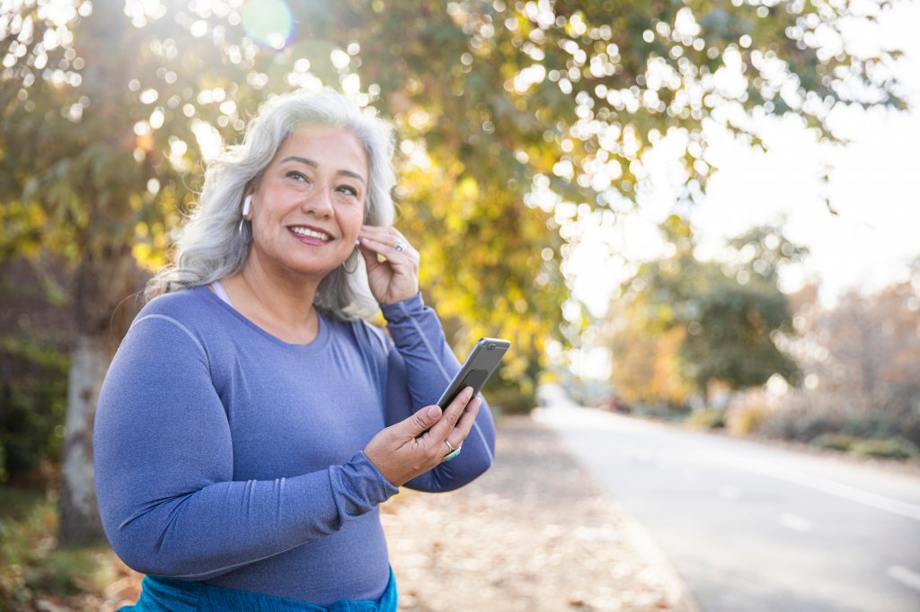 mature woman living a healthy lifestyle to help prevent breast cancer with dense breast tissue