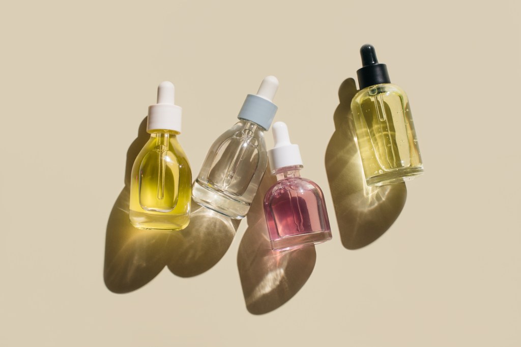 glass skincare bottles