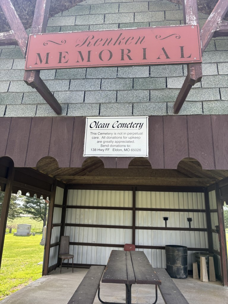 The Renken Memorial cemetery where Geri received her Memorial Day sign