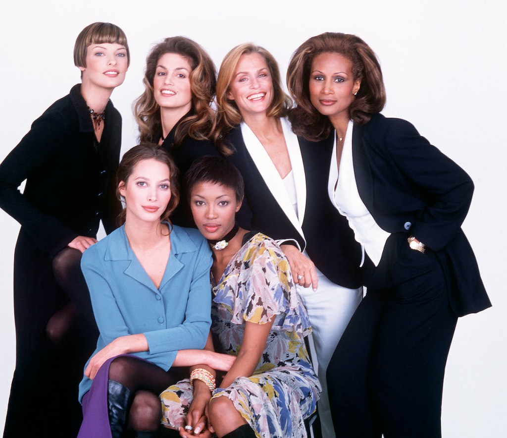 Clockwise from left: Linda Evangelista, Cindy Crawford, Lauren Hutton, Beverly Johnson, Christy Turlington and Naomi Campbell in 1993