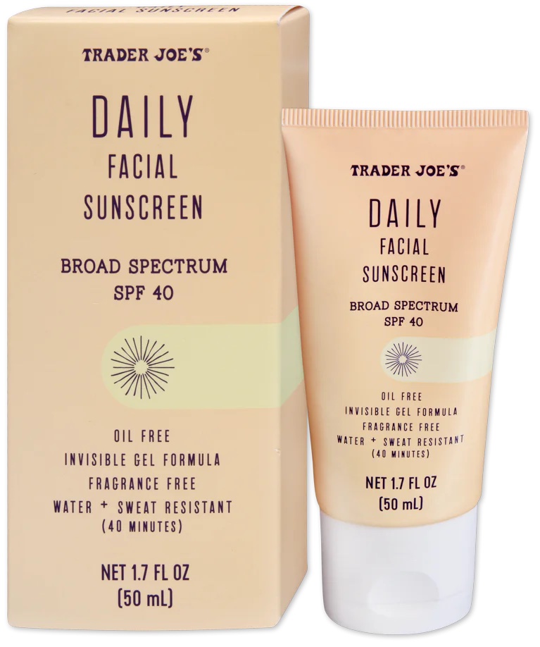 Trader Joe's Daily Facial Sunscreen, one of the best sunscreens like supergoop unseen sunscreen