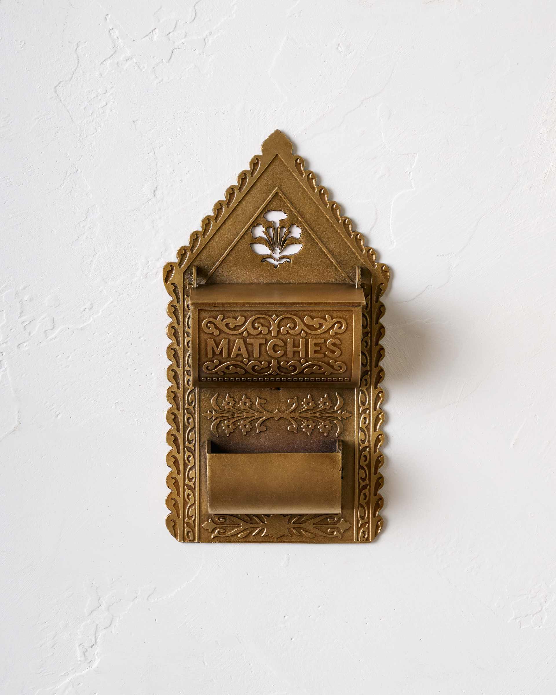 Antique Brass Iron Match Holder
