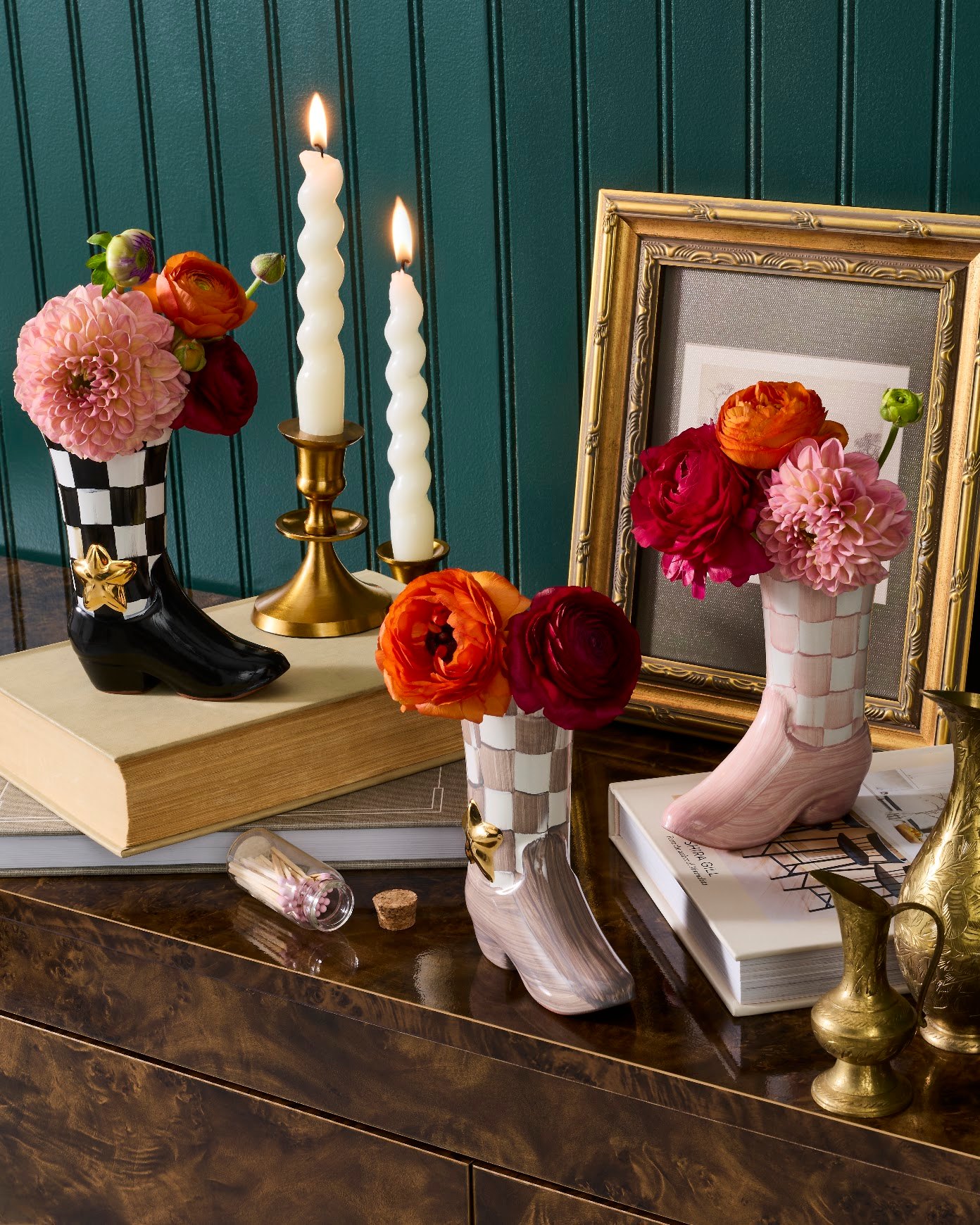 MacKenzie-Childs ceramic boots in Lainey