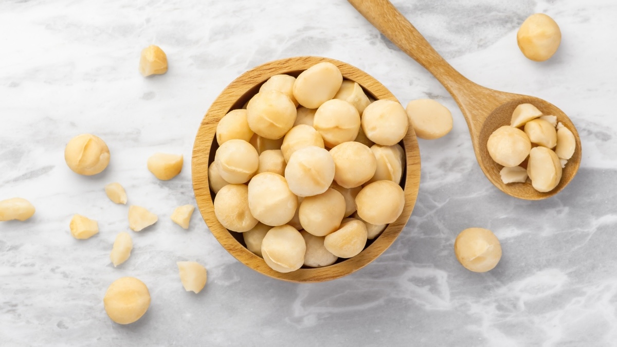 A bowl of macadamia nuts, which help curb cravings for four hours