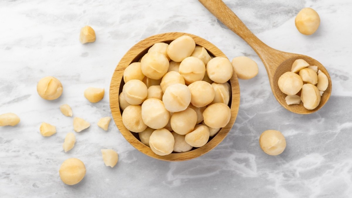 A bowl of macadamia nuts, which help curb cravings for four hours