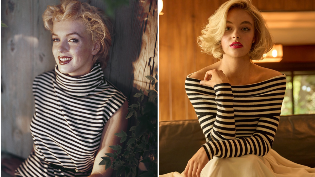 Marilyn Monroe circa 1954 ; Marilyn Monroe Womens Straight Neck Long Sleeve Pullover Sweater from JCPenney