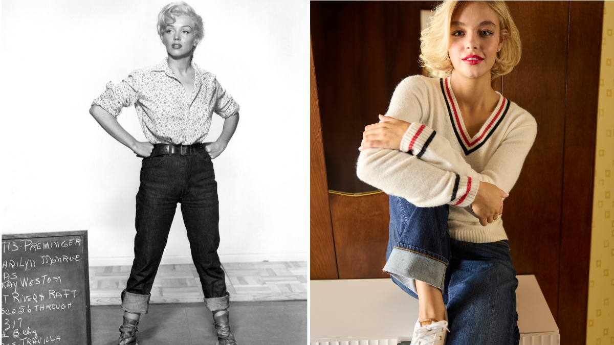 Marilyn Monroe in River of No Return, 1954 ; Marilyn Monroe Womens High Rise Jean from JCPenney