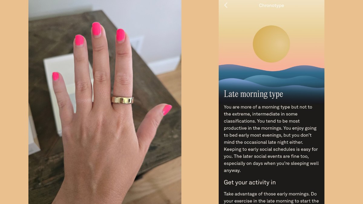 Oura Ring 5 (left), sleep chronotype (right)